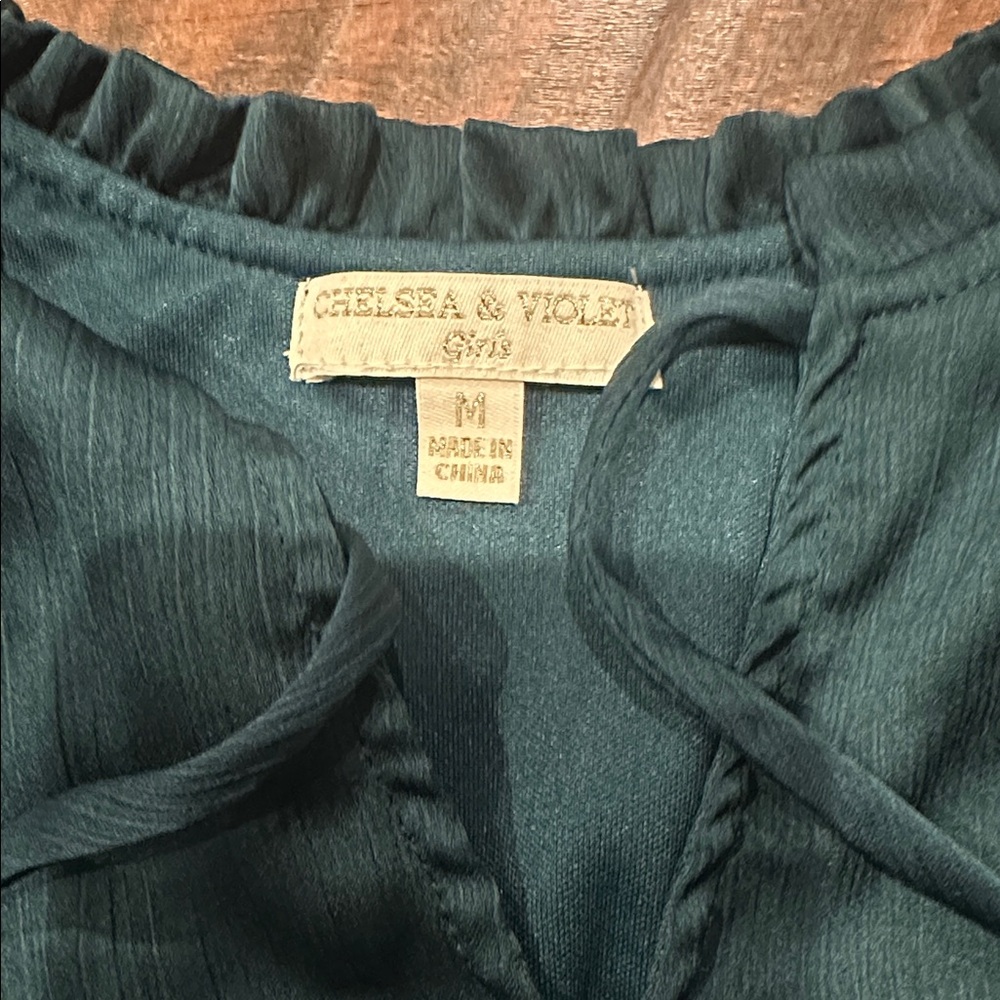 Chelsea & Violet Teal Ruffle Blouse - Picture 2 of 2